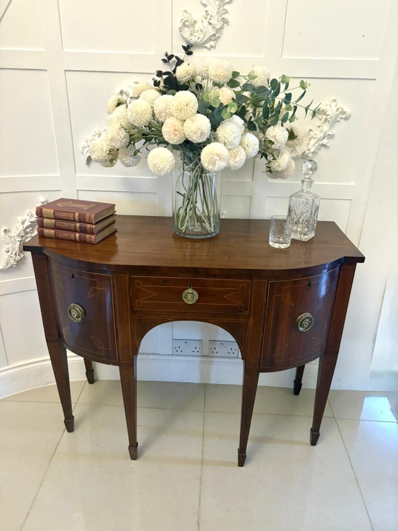 Small Antique George III Quality Inlaid Figured Mahogany Sideboard